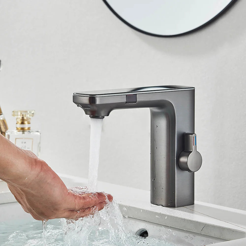 Afralia™ Touchless Digital Basin Mixer Faucet with Smart Sensor and LCD Display