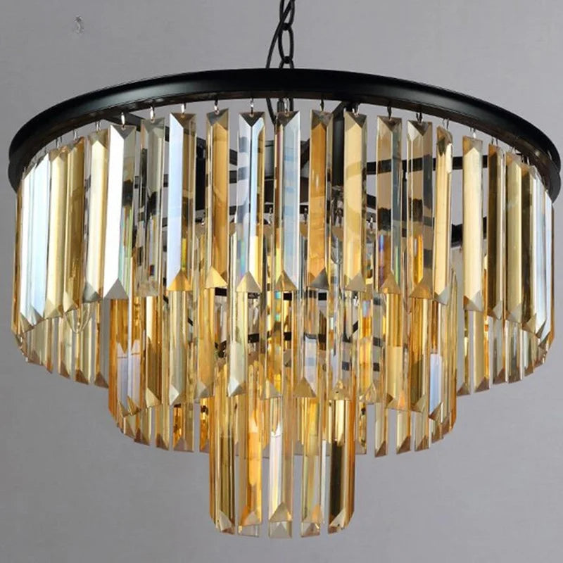 Afralia™ Smoky Gray Crystal Chandelier | Elegant K9 Crystal Suspension for Hospitality Settings
