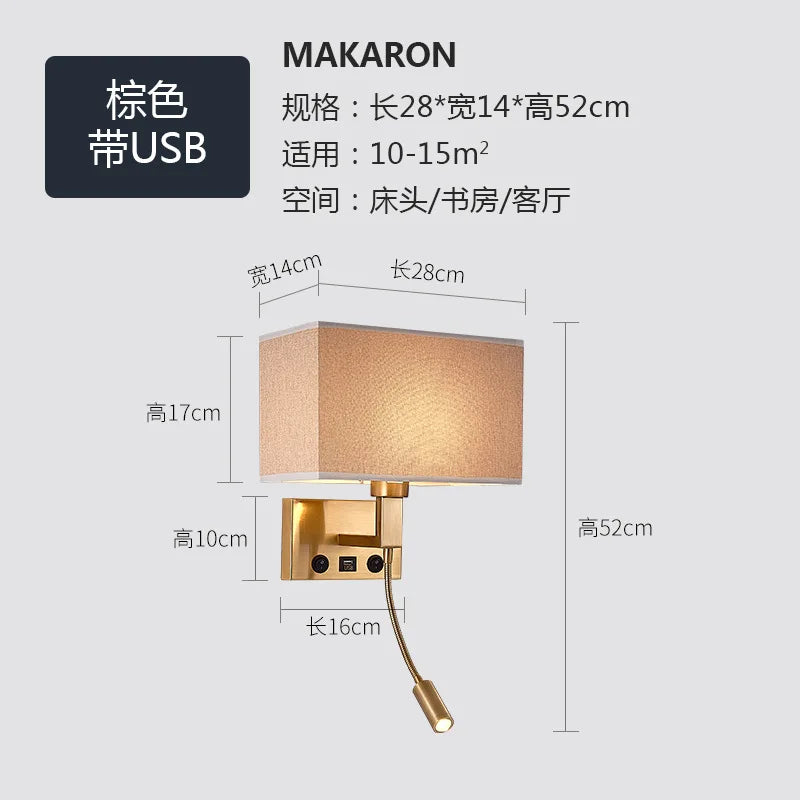 Afralia™ Nordic LED Bedroom Wall Light with Switch, Adjustable Hose Spotlight