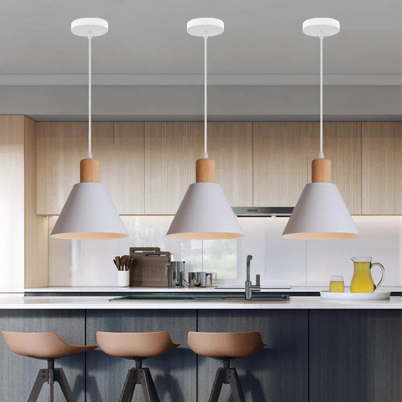 Afralia™ Loft Wood Pendant Light: Modern Nordic Kitchen Living Room Chandelier