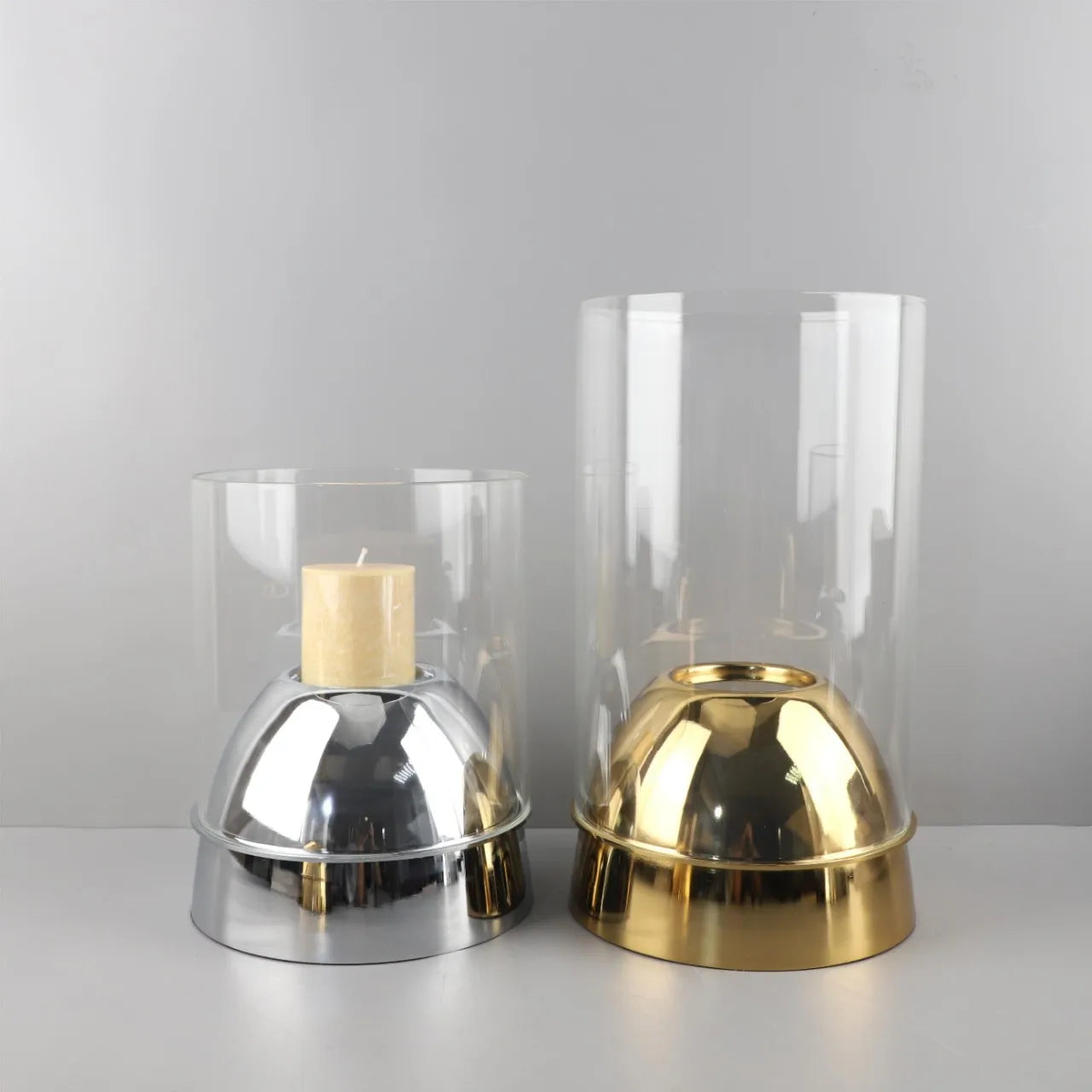 Afralia™ Glass Metal Candle Holder, Desktop Decor, Wedding Centerpiece