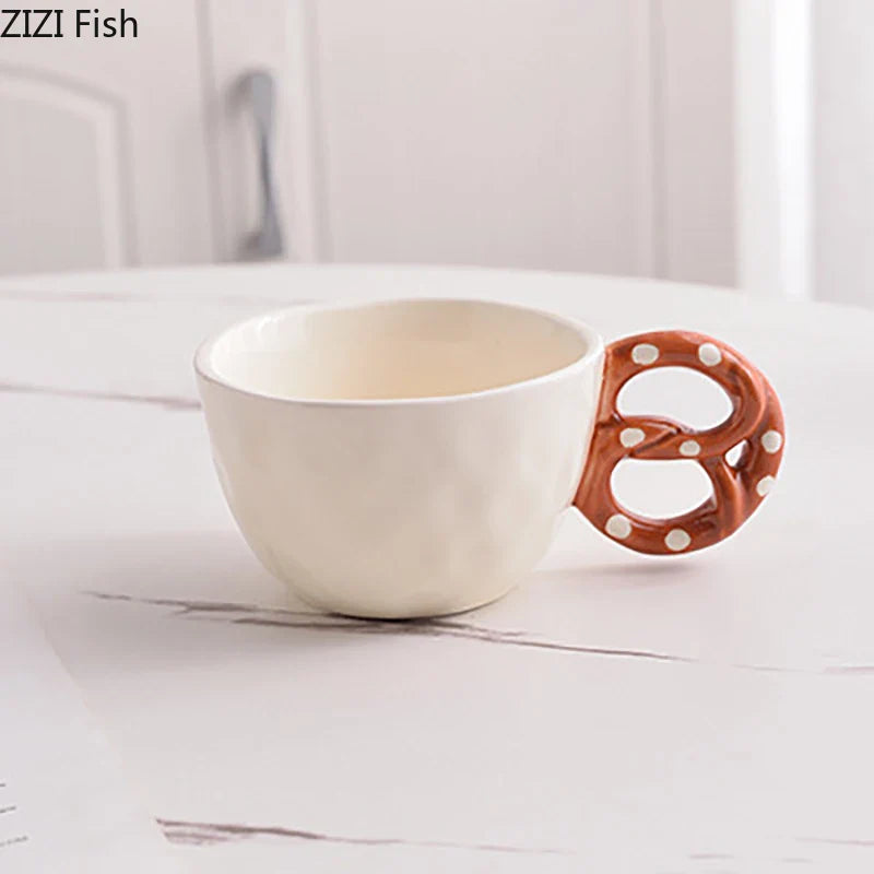 Afralia™ Alkali Water Biscuit Mug Ceramic Teacup & Saucer Set