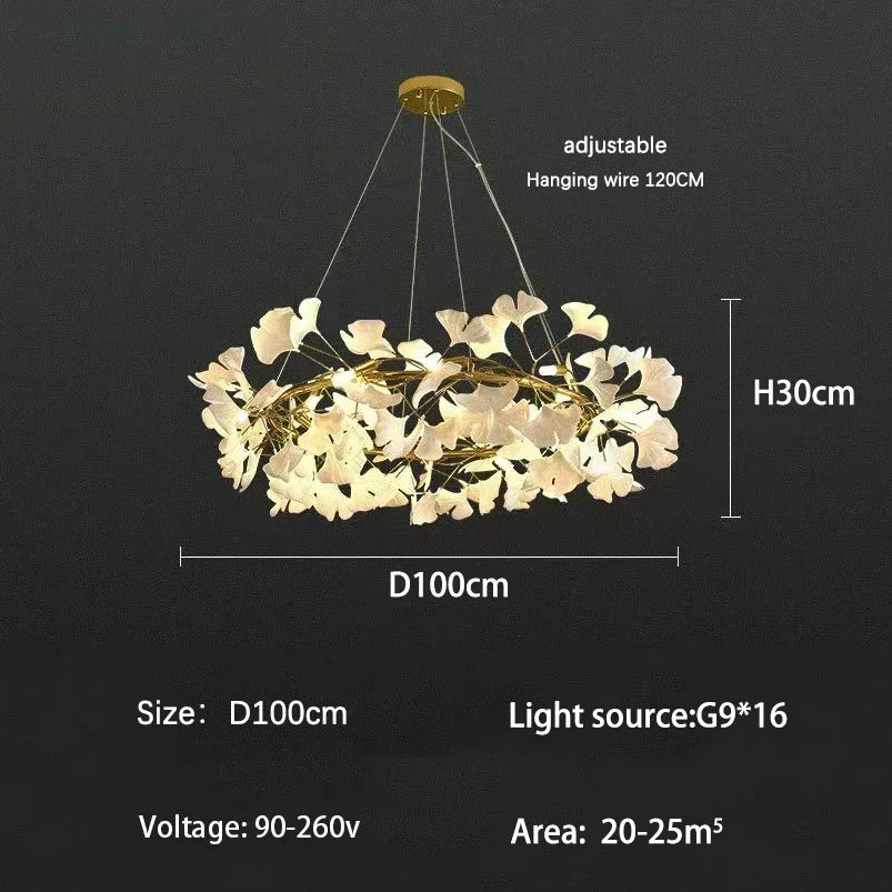 Afralia™ Ginkgo Branch Leaf LED Ceiling Chandelier - Modern Nordic Design for Home Decor