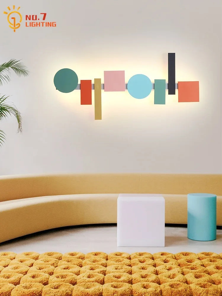 Afralia™ Colorful LED Acrylic Iron Art Wall Mounted Lamp for Living Room, Bedroom