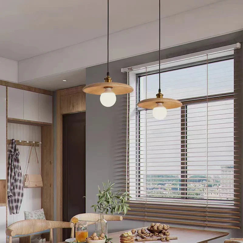 Afralia™ Nordic Wooden Pendant Lamp Modern Luminaire for Dining Table Kitchen Island