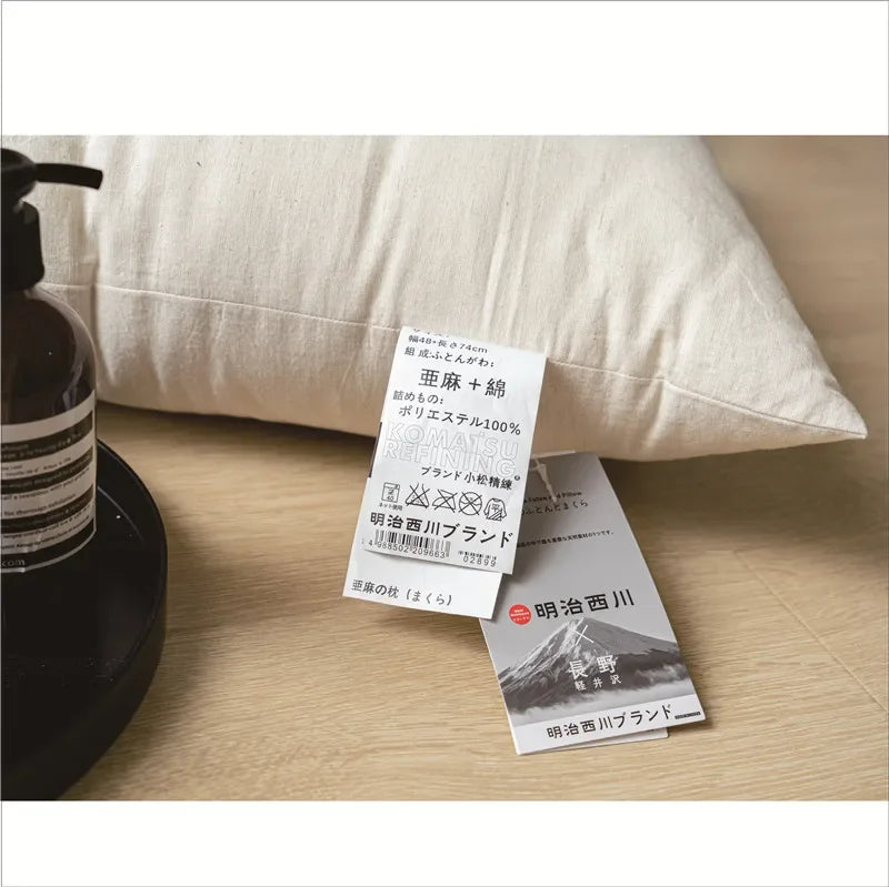 Afralia™ Solid Color Linen Cotton Pillow for Hotel Home - Rectangle Neck Pillows