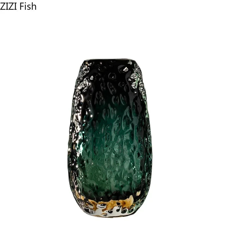 Afralia™ Deep Green Glass Vase: Elegant Hydroponics Floral Table Decoration