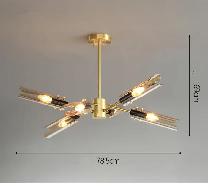 Afralia™ Lustre Metal LED Glass Chandelier Pendant Hanging Light