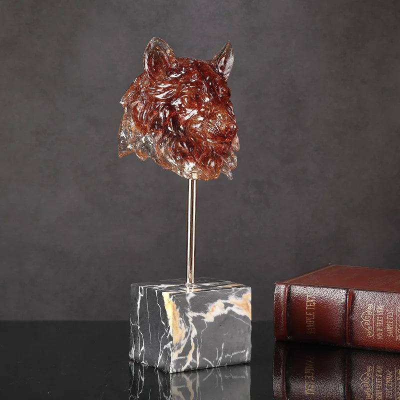 Afralia™ Wolf Head Ornament: Resin Animal Sculpture for Home Decor