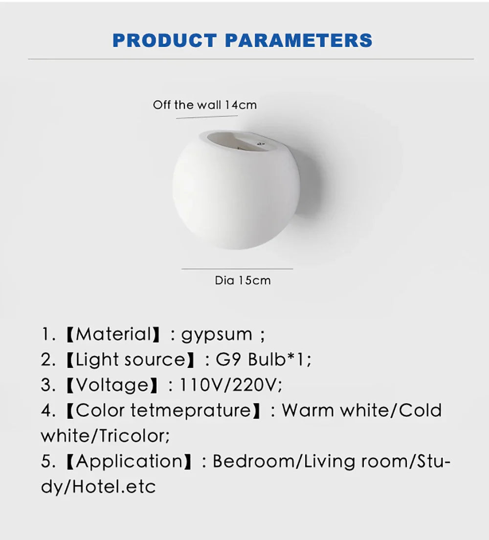 Afralia™ Gypsum LED Wall Lamp 5W Modern Creative Sconces Living Room Bedroom Lighting