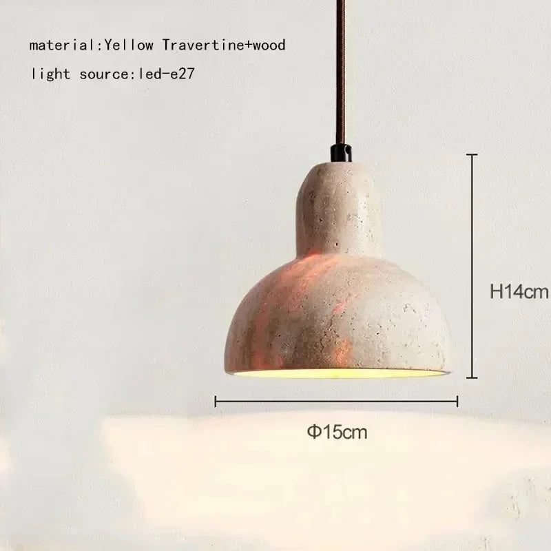 Afralia™ Elegant Wabi Sabi Travertine Pendant Lamp for Dining Desk & Kitchen Island