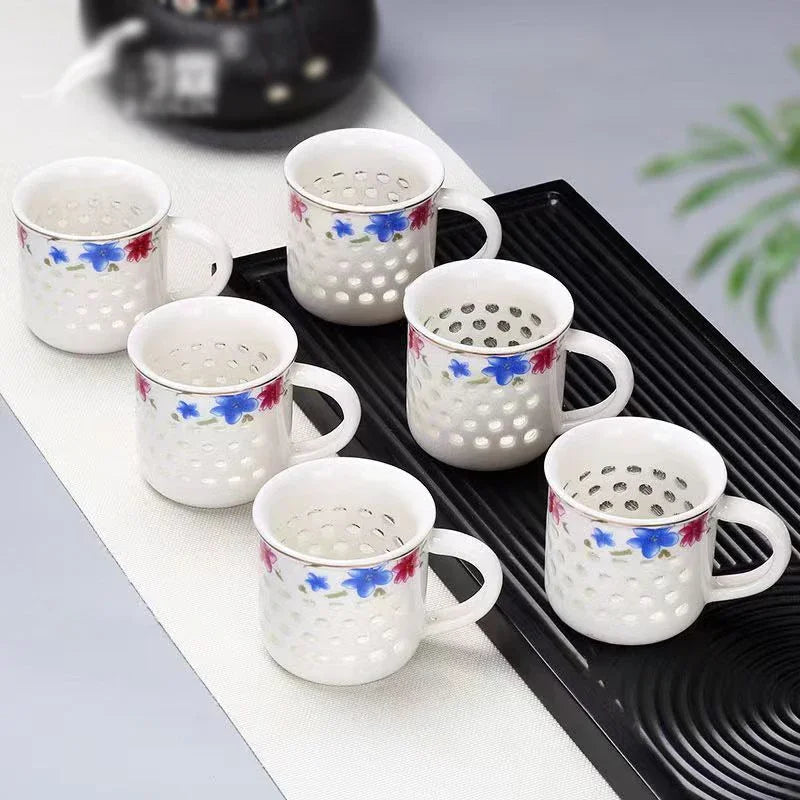 Afralia™ Blue White Porcelain Tea Cup Set Vintage Japanese Ceramic Teacup Jingdezhen Bowl