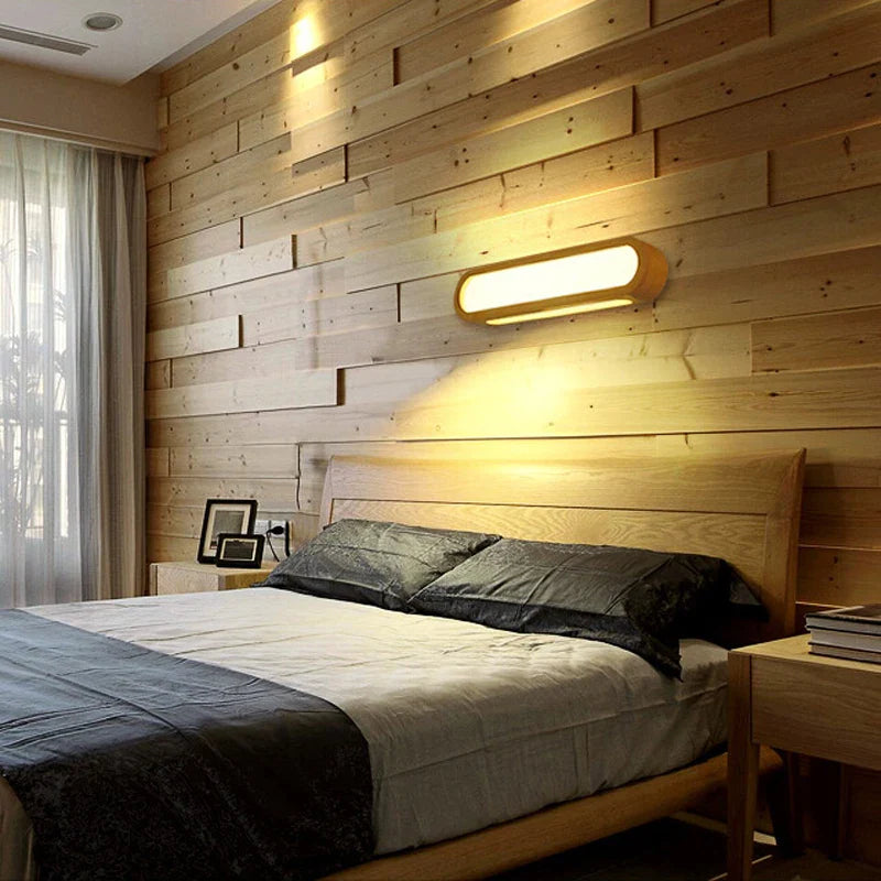 Afralia™ Nordic Wood Wall Sconce LED Light for Bedroom, Study, and Bathroom