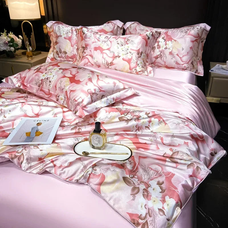 Afralia™ Soft Silk Printed Bedding Sets for Luxurious Bedroom Decor