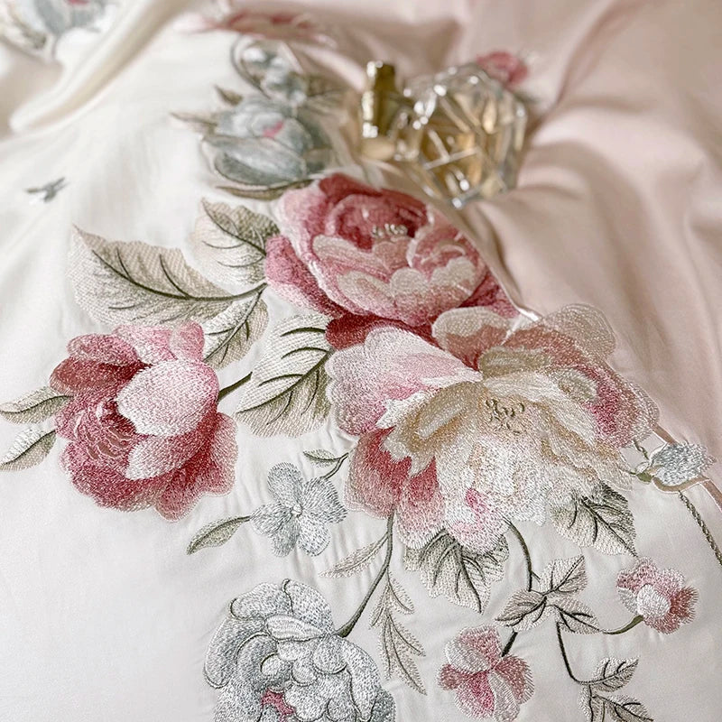 Afralia™ Floral Embroidered Princess Bedding Set - 1000TC Egyptian Cotton Luxe Collection