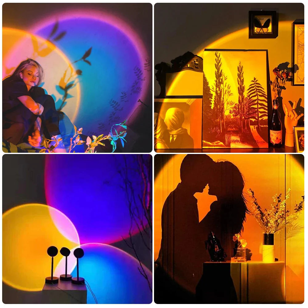 Afralia™ Rainbow Sunset LED Night Light Projector for Party Atmosphere