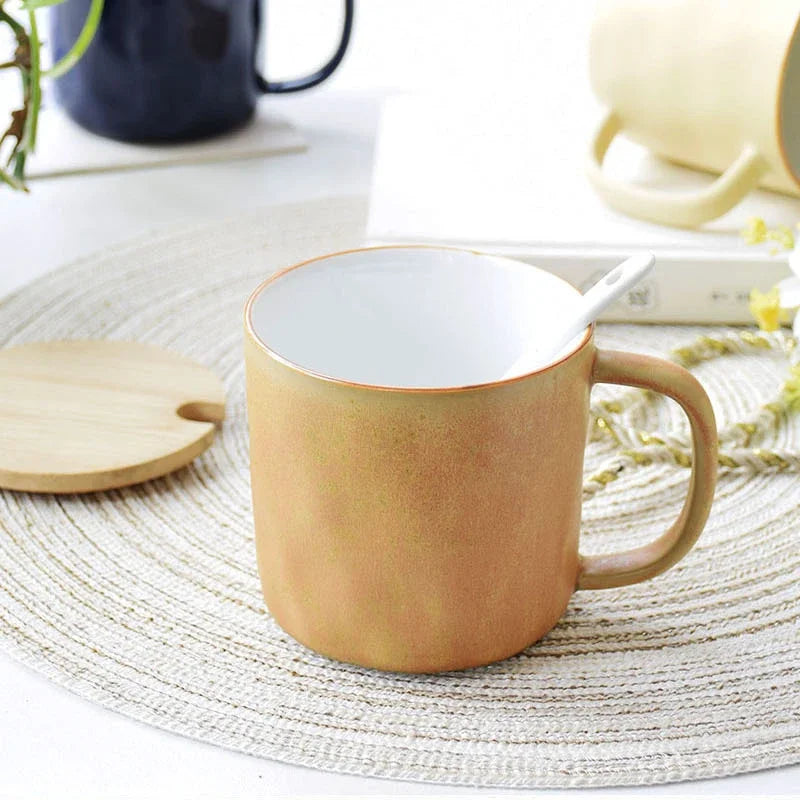 Afralia™ Macaron Color Porcelain Coffee Mug Set - Good-looking Drinkware for Personalized Gifting