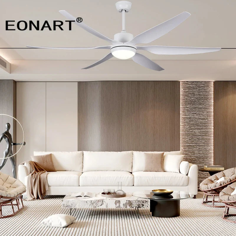 Afralia™ 66" Plastic Blade Ceiling Fan with LED Light and Remote Control