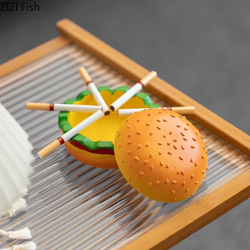 Afralia™ Cartoon Burger Ashtray: Fun Resin Smoking Accessory for Office Table & Gifts