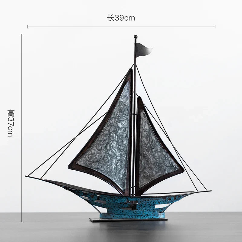 Afralia™ Retro Sailboat Handicrafts: Realistic Handmade Tabletop Boat Statue for Home Decoration