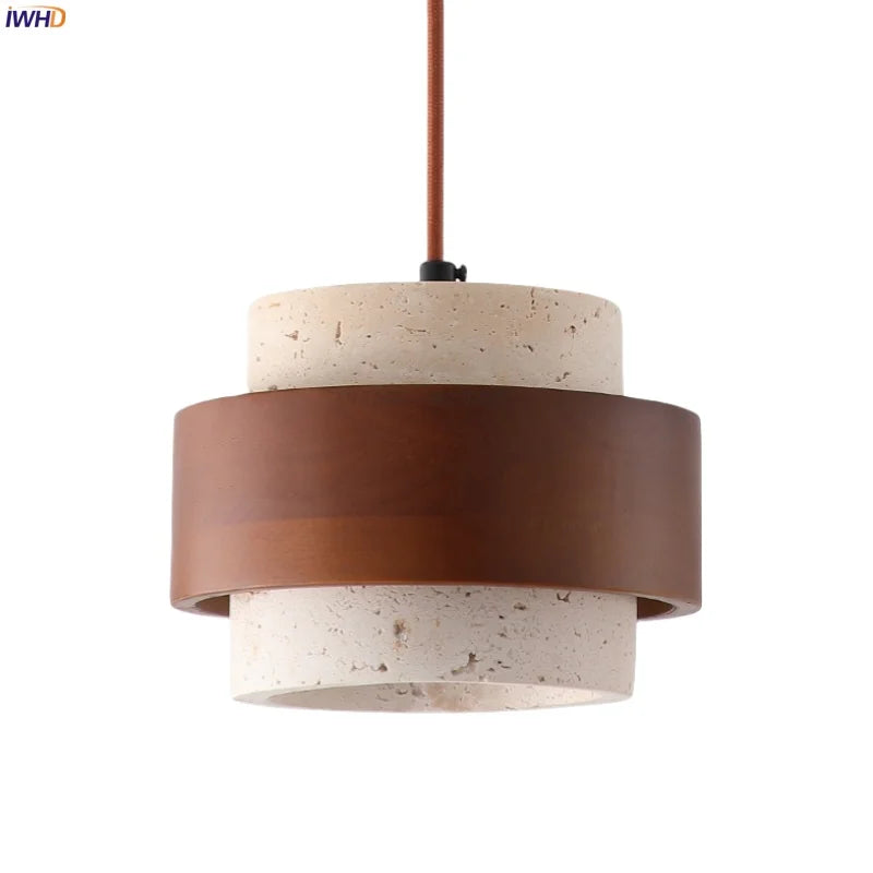 Afralia™ Vintage LED Pendant Lamp for Bedroom Bar Living Room Decor Yellow Travertine
