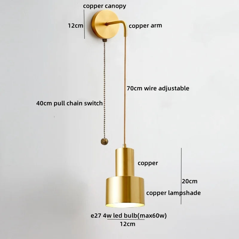 Afralia™ Modern Wood Copper LED Wall Sconce for Living Room Corridor Bar Bathroom
