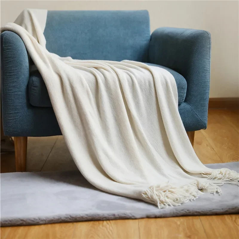 Afralia™ Knitted Cashmere Siesta Blanket - Soft Sofa Throw & Bedding Blanket