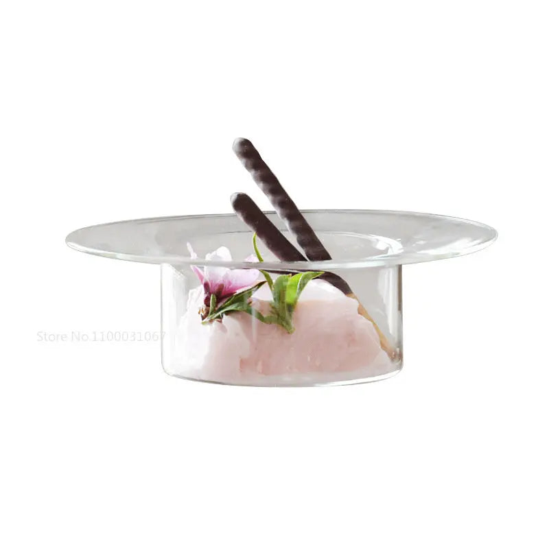 Afralia™ Cute Straw Hat Glass Bowl for Desserts and Fruits