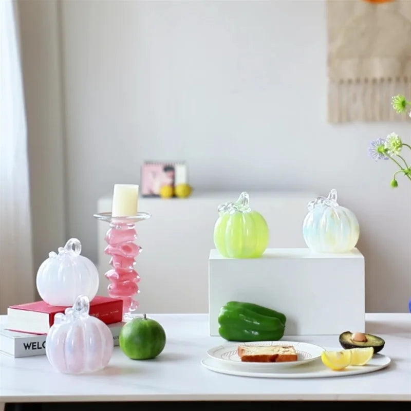 Afralia™ Gradient Glass Pumpkin Decorative Figurine for Home Decoration