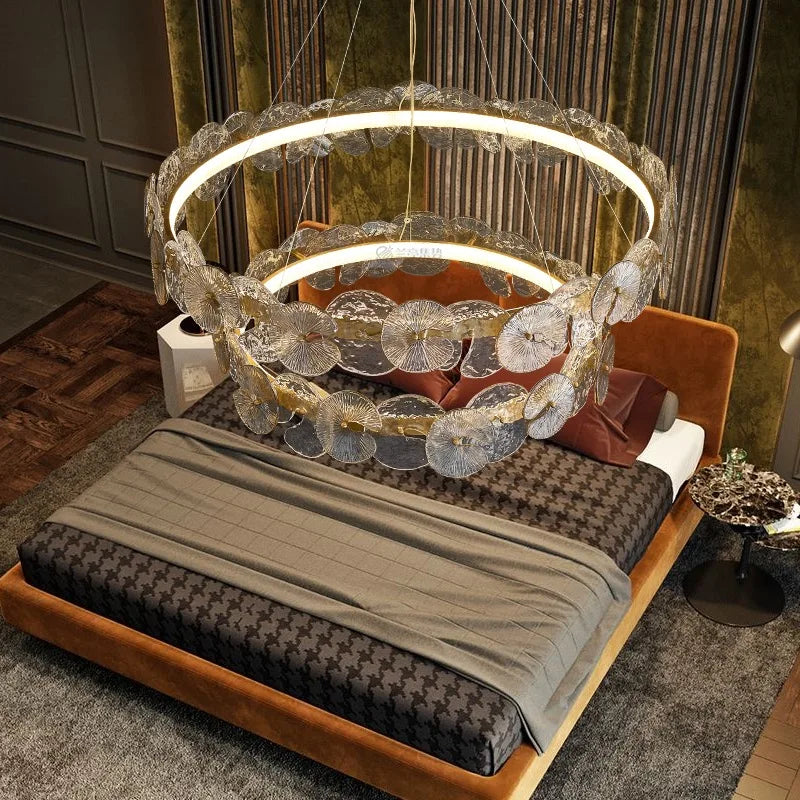 Afralia™ Lotus Leaf LED Chandeliers: Modern Lighting Fixtures for Living Room, Bedroom, Dining Table