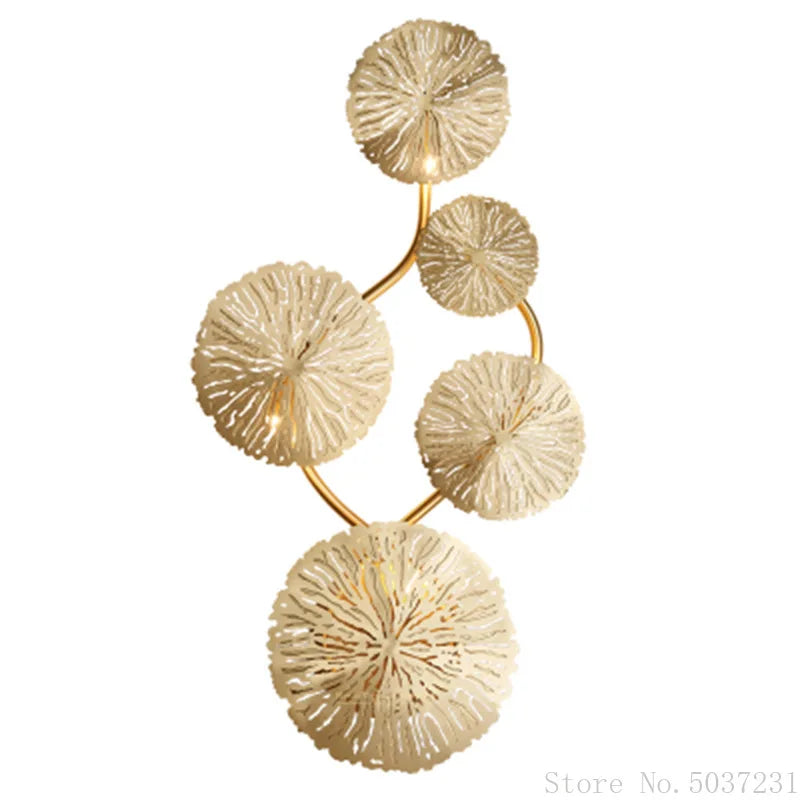 Afralia™ Nordic Copper Lotus Leaf Wall Lamp Gold Sconce | Modern Bedroom Bedside Light