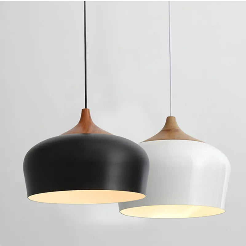 Afralia™ Nordic Wood Pendant Lights LED E27 for Kitchen Dining Bedroom - Ceiling Chandelier
