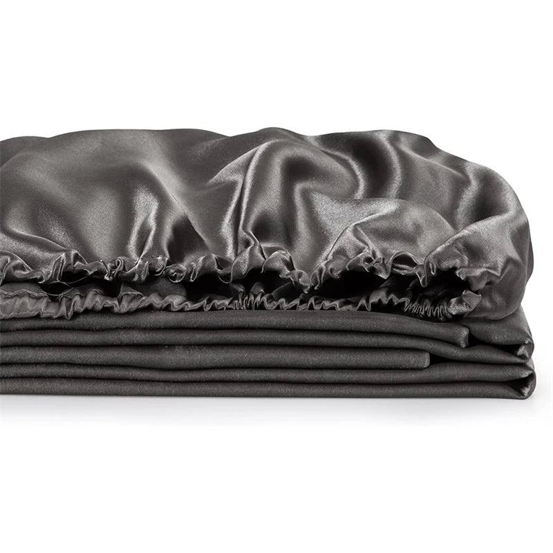 Afralia™ High-Quality Rayon Satin Bed Sheets King Queen Full Twin Single Double Bed Linen