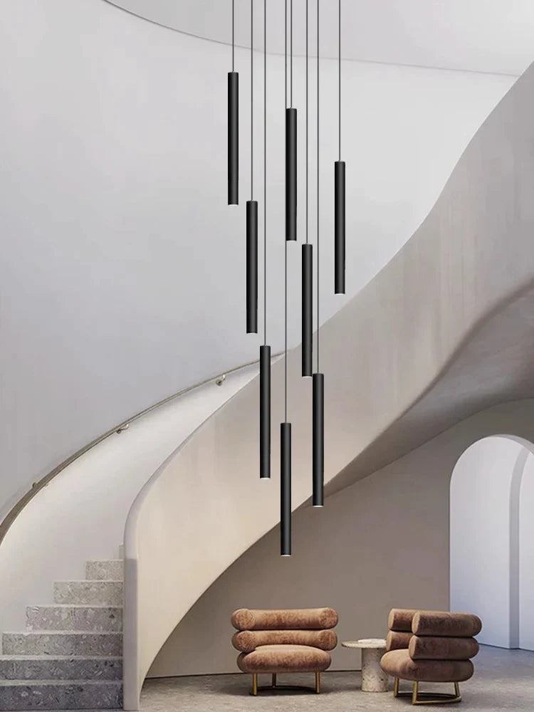 Afralia™ Tubular Chandelier: Modern Hanging Pendant for Living Room, Restaurant, Hotel, or Staircase