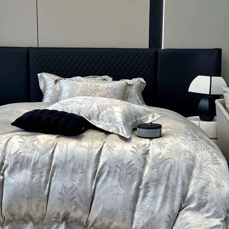 Afralia™ Luxury Egyptian Cotton Jacquard Bedding Set - Soft Silky 4Pcs