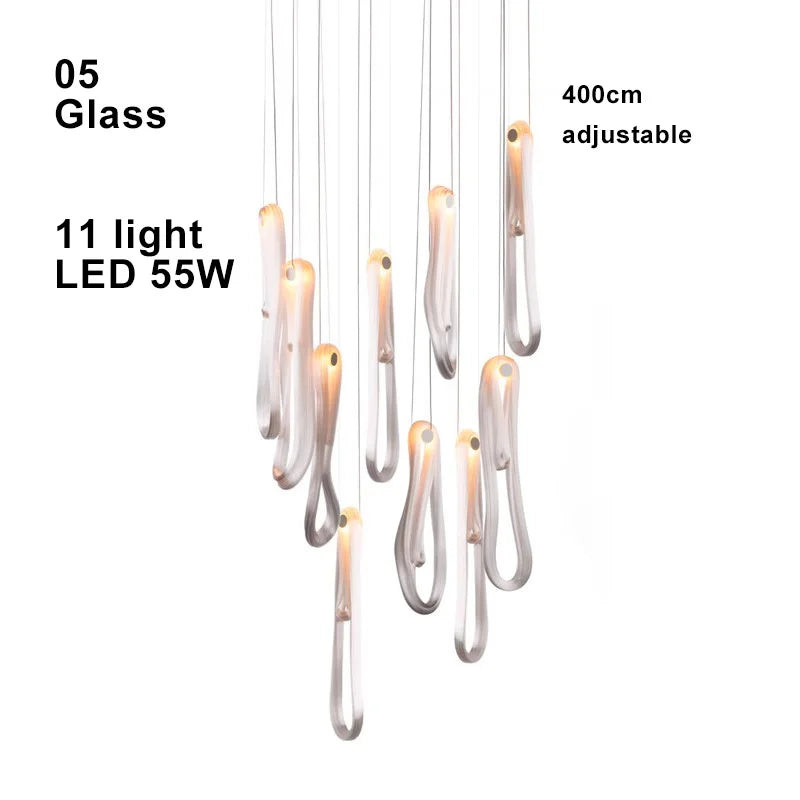 Afralia™ Linear White Glass Chandelier LED Dimmable Bedroom Light