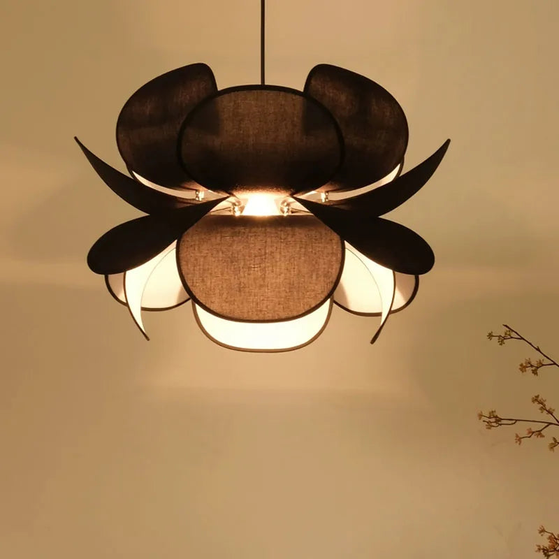 Afralia™ Wabi Sabi Fabric Petals LED Chandelier Pendant Lights, Home Decor Hanging Lamp