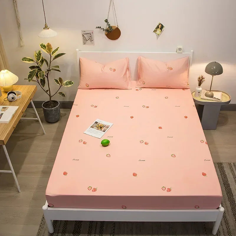 Afralia™ Queen Size Cotton Fitted Sheet Set with Cute Print, Soft and Skin-friendly Bed Cover