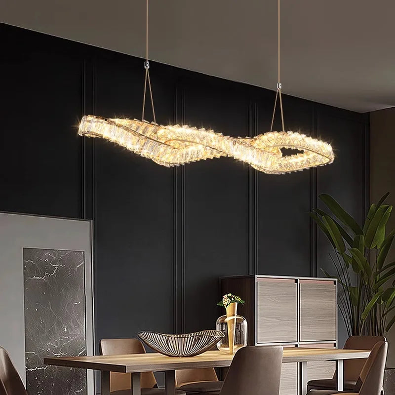 Afralia™ LED Crystal Chandelier for Dining Room Decoration Lighting