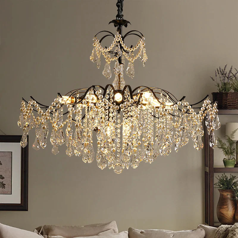 Afralia™ Nordic Crystal Chandelier LED Pendant Lamp for Home Decor & Indoor Lighting