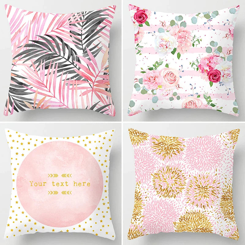 Pink Flower Feather Cushion Cover 45x45cm for Home Decor, Afralia™ Brand