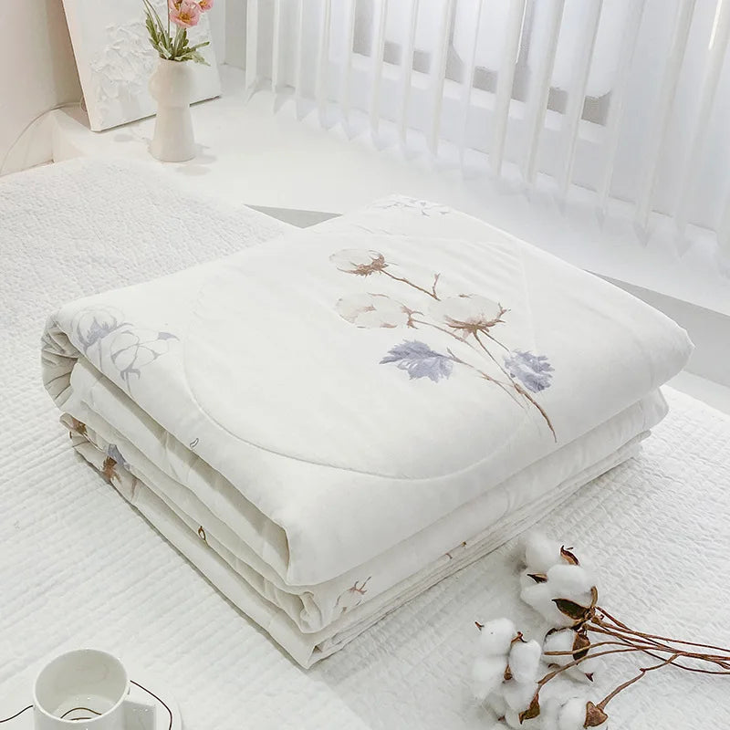 Afralia™ Lightweight Cotton Summer Quilt: Single/Double Machine Washable Air Conditioning Blanket