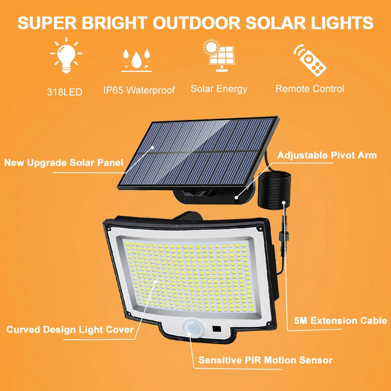 Afralia™ Solar Flood Lights 3 Modes Super Bright IP65 Waterproof Wall Lamp