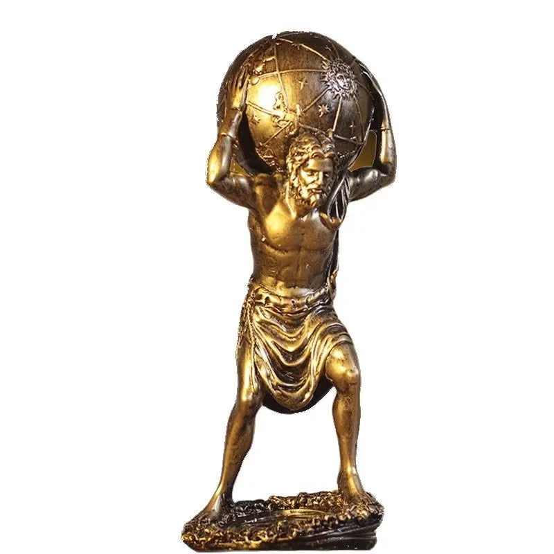 Afralia™ Atlas Resin Statue: Greek Titan Holding Astronomy Globe, Bronze Finish
