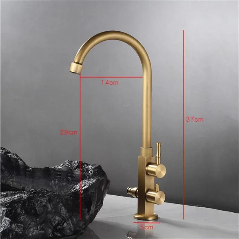 Afralia™ Brass Outdoor Faucet with Double Function, Deck Mounted Tall Antique Garden Tap