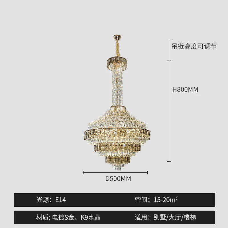 Afralia™ Crystal Chandelier for High-End Designer Duplex Living Room