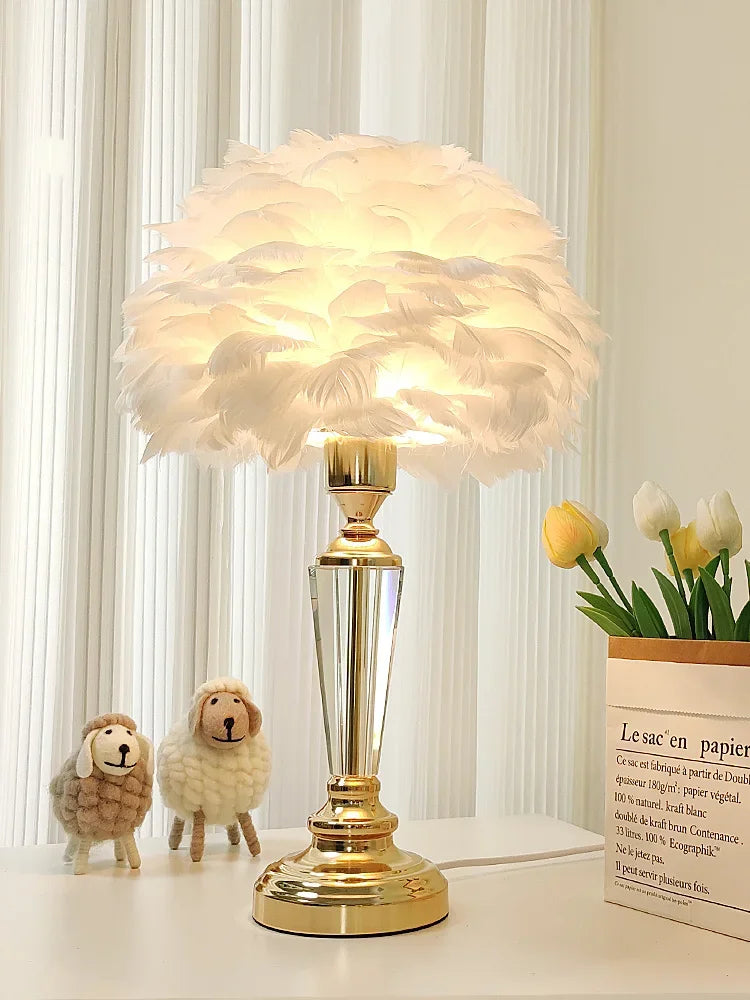 Afralia™ Romantic Feather Table Lamp for Modern Living Spaces