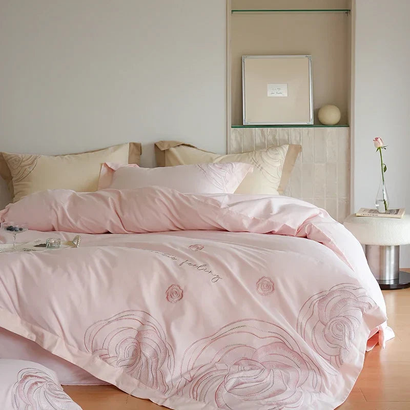 Afralia™ Brushed Volcanic Fleece Cotton Duvet Cover Set with Embroidered Details