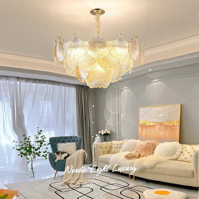 Afralia™ LED Dimmable Shell Ceiling Chandelier - Modern Round Hanging Lamp