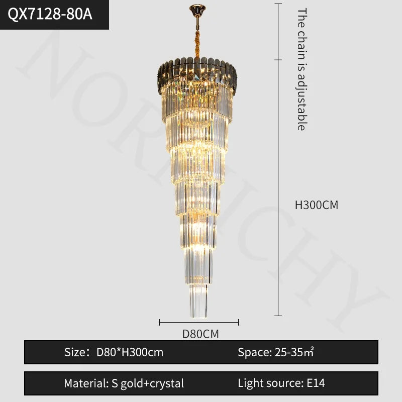 Afralia™ Nordic Duplex Floor Lamp Luxury Villa Pendant Hall Hotel Lobby LED Spiral Staircase